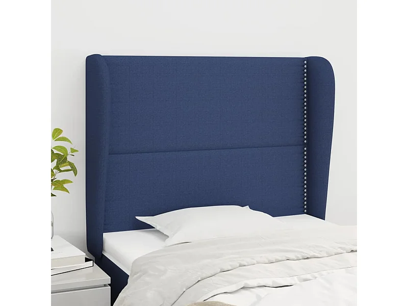Kopfteil für Bett | Bett-Kopfteil mit Ohren Blau 103x23x118/128 cm Stoff -MN972130