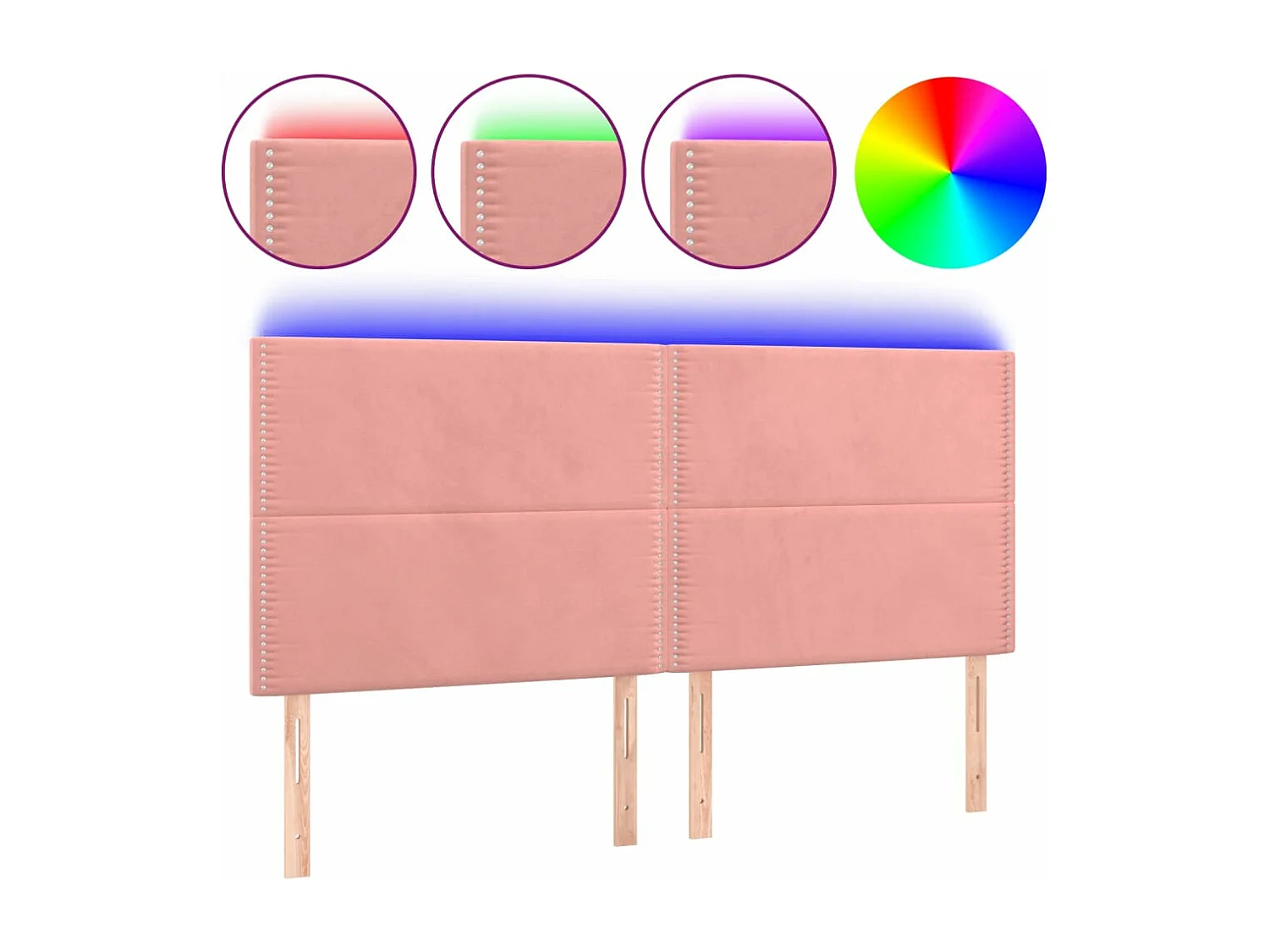LED - Kopfteil für Bett | Bett-Kopfteil Rosa 180x5x118/128 cm Samt -MN930175