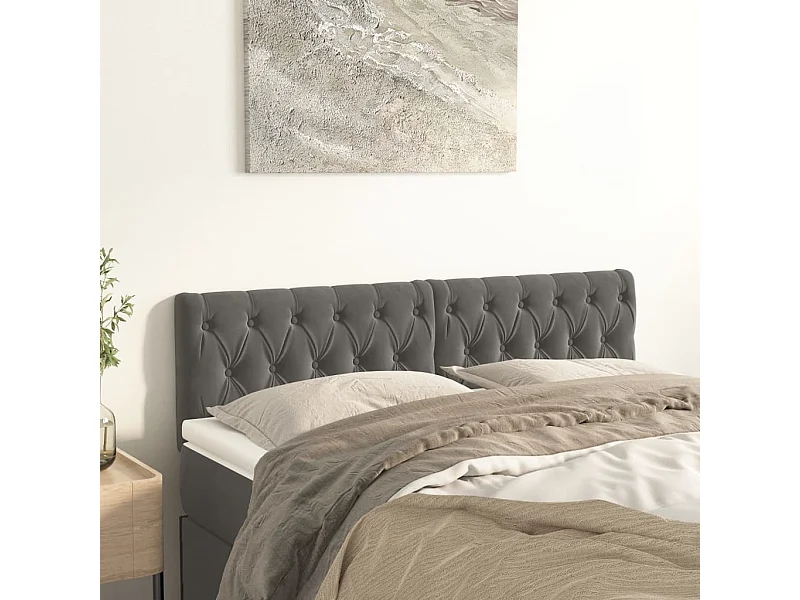 2er Kopfteil für Bett | Bett-Kopfteile Dunkelgrau 80x7x78/88 cm Samt -MN184031