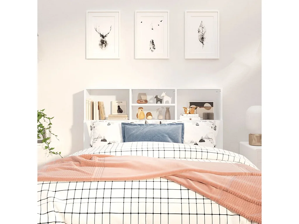 Kopfteil für Bett - Bett-Kopfteil mit Ablagen Weiß 120x19x103,5 cm -MN259619