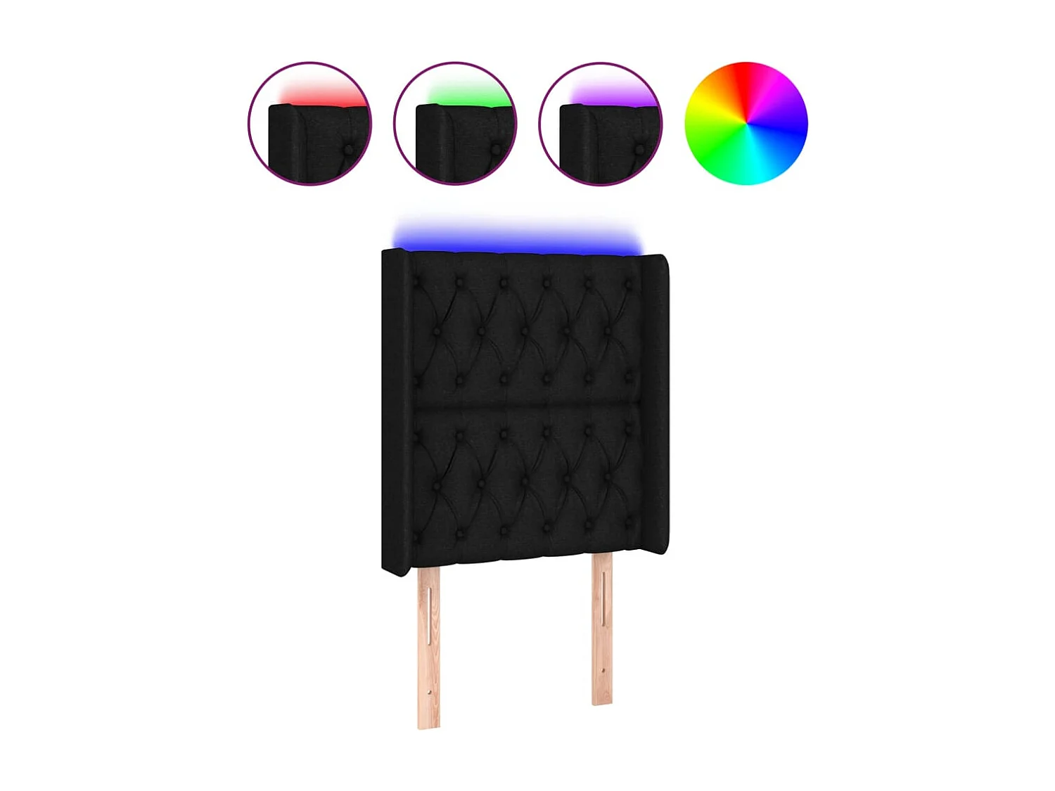 LED - Kopfteil für Bett | Bett-Kopfteil Schwarz 83x16x118/128 cm Stoff -MN443144