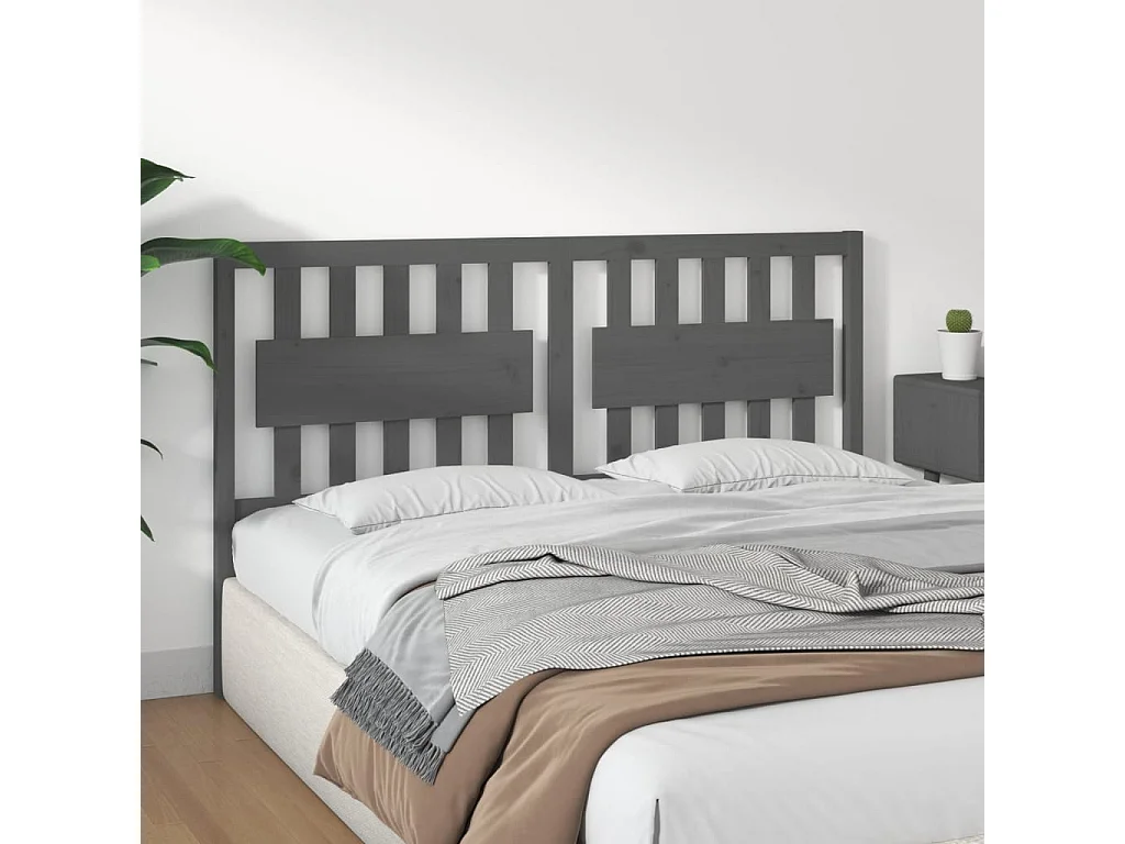 Kopfteil für Bett - Bett-Kopfteil Grau 165,5x4x100 cm Massivholz Kiefer -MN236029