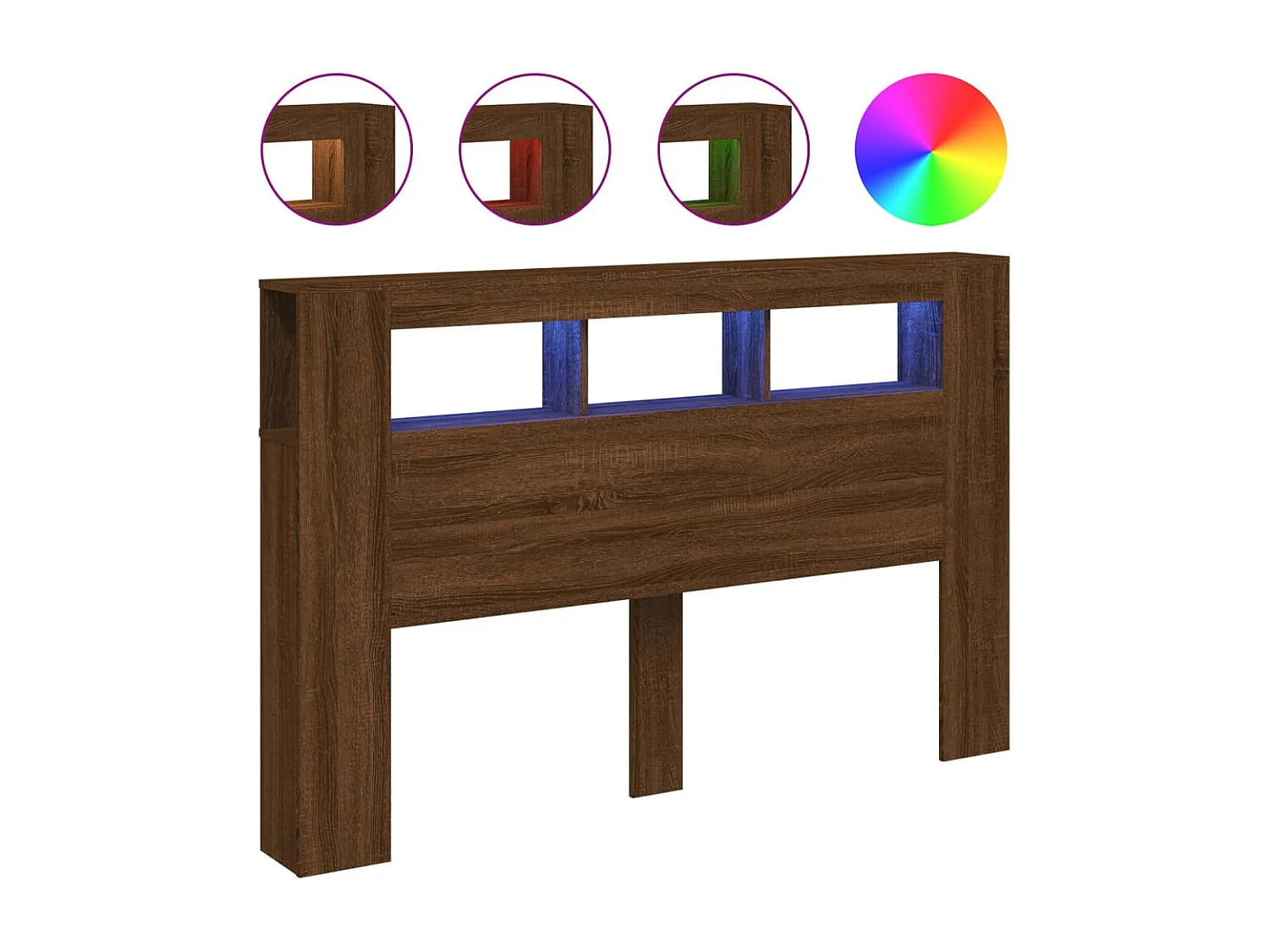 LED-Kopfteil für Bett | Bett-Kopfteil Braun Eichen-Optik 160x18,5x103,5 cm Holzwerkstoff -MN730057