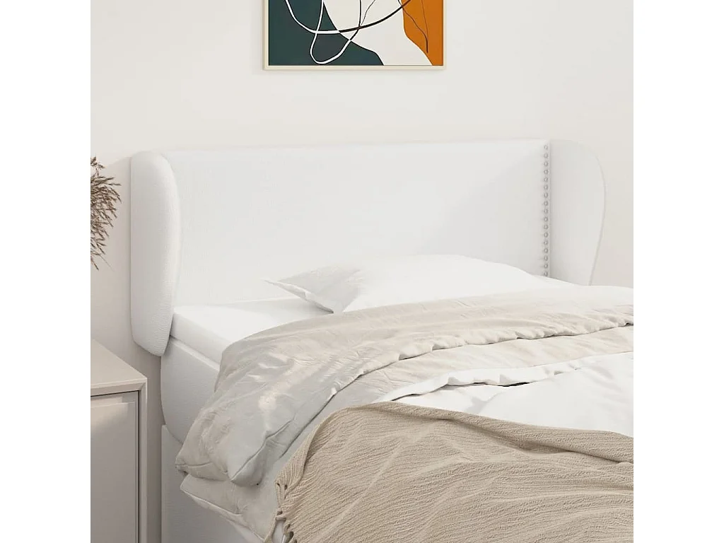 Kopfteil für Bett | Bett-Kopfteil mit Ohren Weiß 83x23x78/88 cm Kunstleder -MN706625