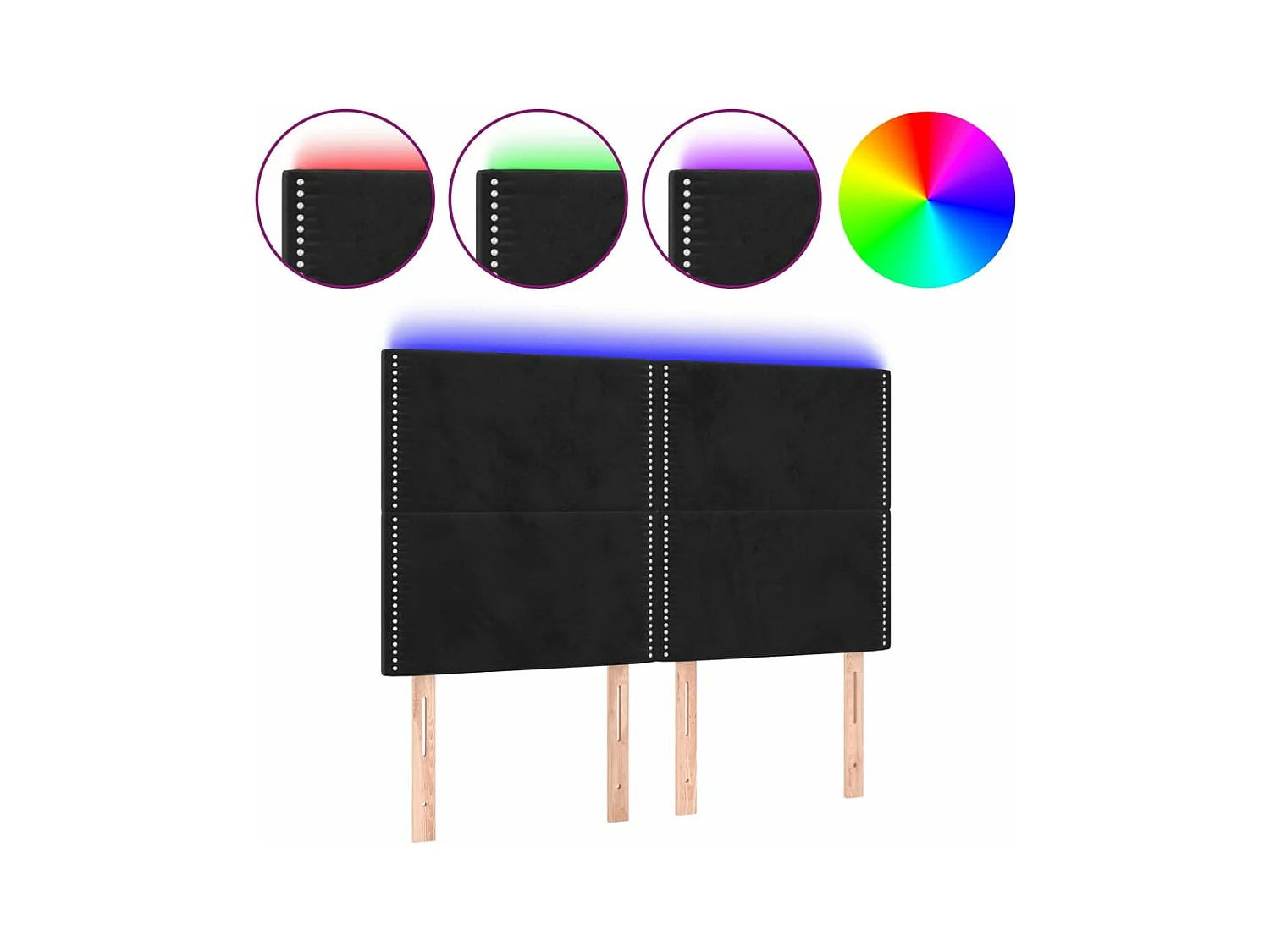 LED - Kopfteil für Bett | Bett-Kopfteil Schwarz 144x5x118/128 cm Samt -MN623791