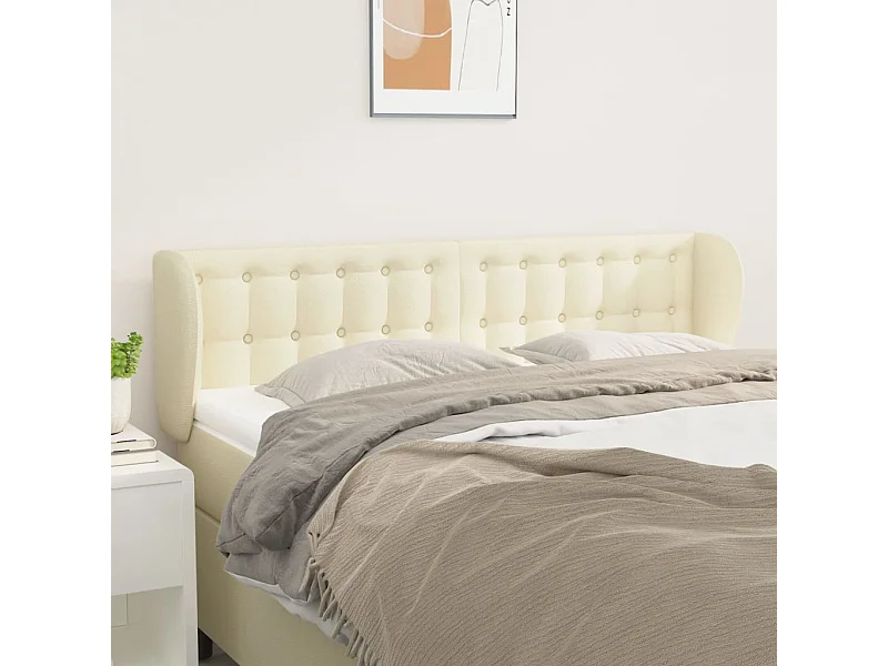 Kopfteil für Bett | Bett-Kopfteil mit Ohren Creme 147x23x78/88 cm Kunstleder -MN219751