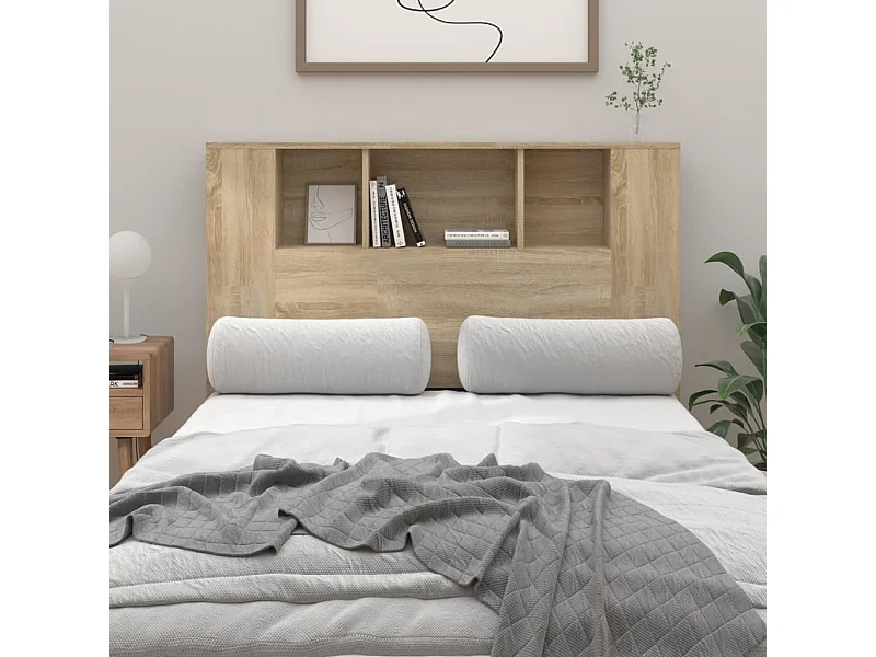 Kopfteil für Bett | Bett-Kopfteil mit Ablagen Sonoma-Eiche 120x18,5x102,5 cm -MN771024