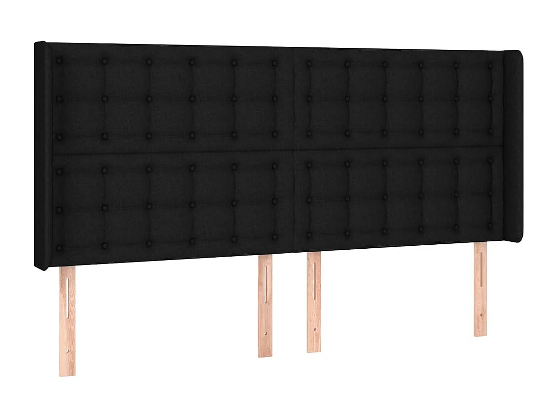 Kopfteil für Bett | Bett-Kopfteil mit Ohren Schwarz 203x16x118/128 cm Stoff -MN590904