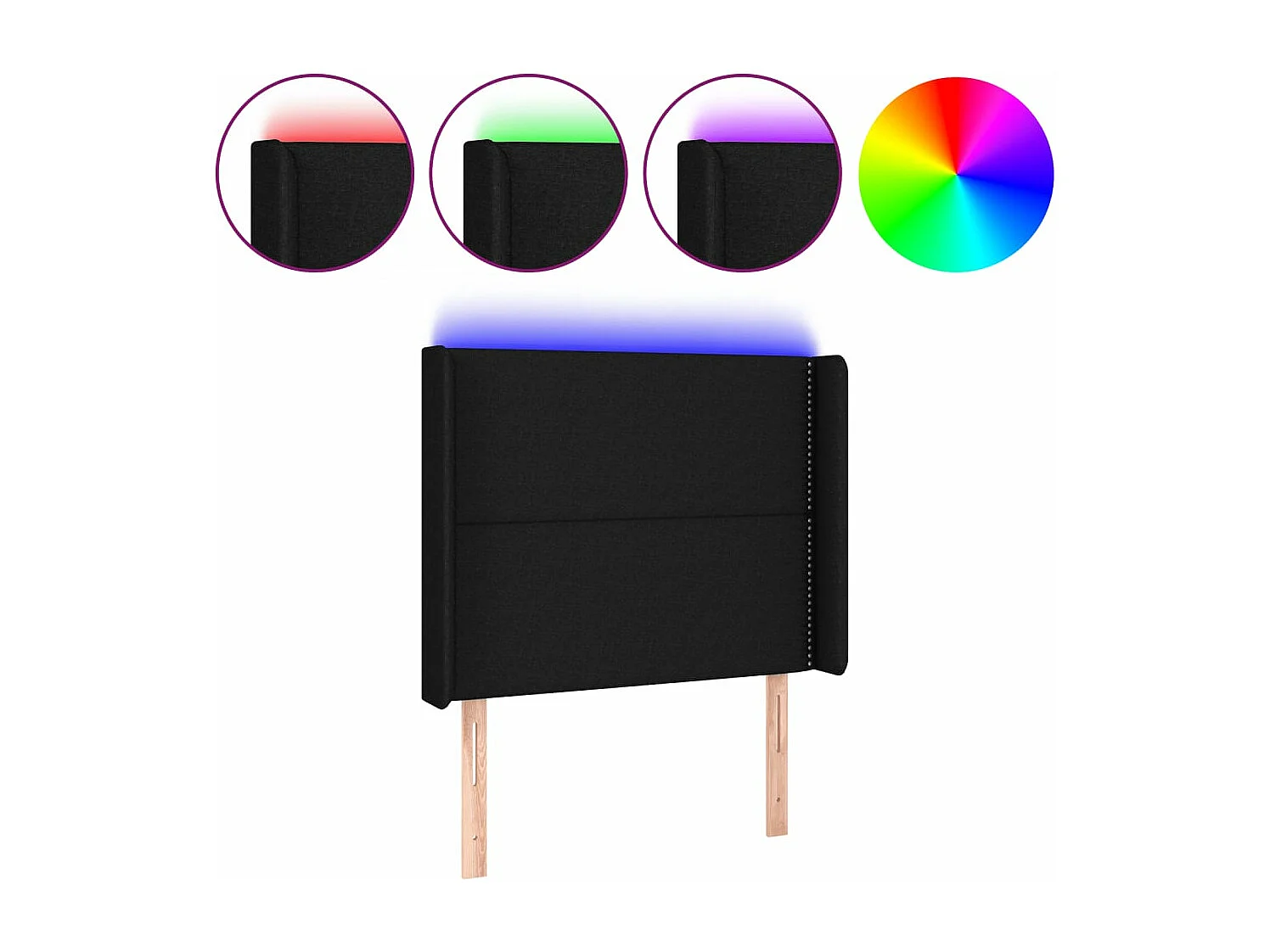 LED - Kopfteil für Bett | Bett-Kopfteil Schwarz 83x16x118/128 cm Stoff -MN325064