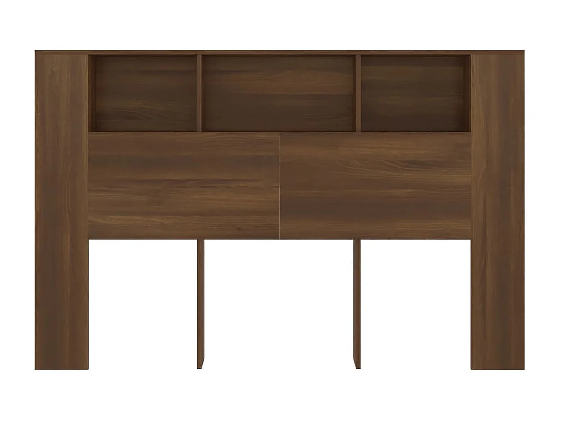 Kopfteil für Bett | Bett-Kopfteil mit Ablagen Braun Eichen-Optik 160x18,5x104,5 cm -MN719535
