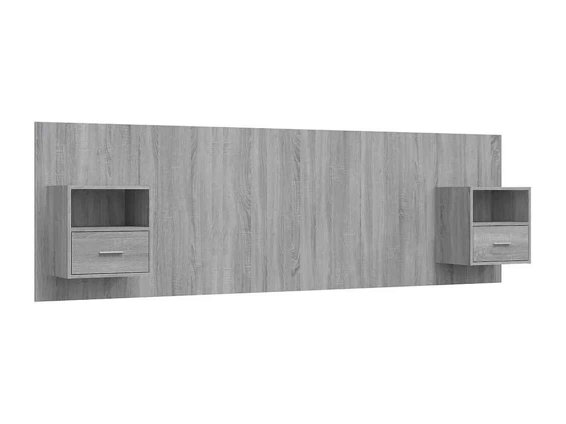 Kopfteil für Bett | Bett-Kopfteil mit Nachttischen Grau Sonoma Holzwerkstoff -MN732567