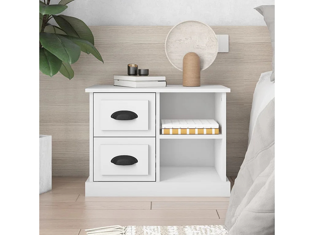 Nachttisch Nachtschrank Weiß 60x35,5x45 cm -RN99657