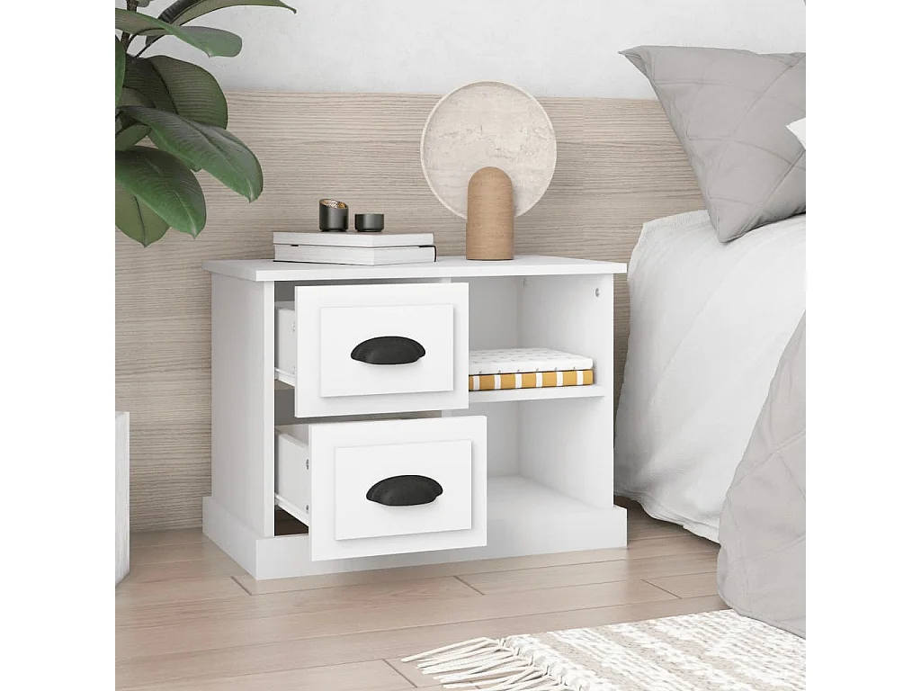 Nachttisch Nachtschrank Weiß 60x35,5x45 cm -RN99657