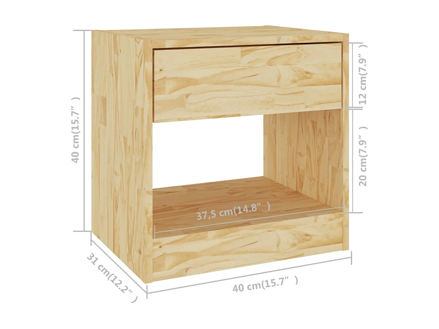 Nachttisch Nachtschrank 40x31x40 cm Massivholz Kiefer -RN37799