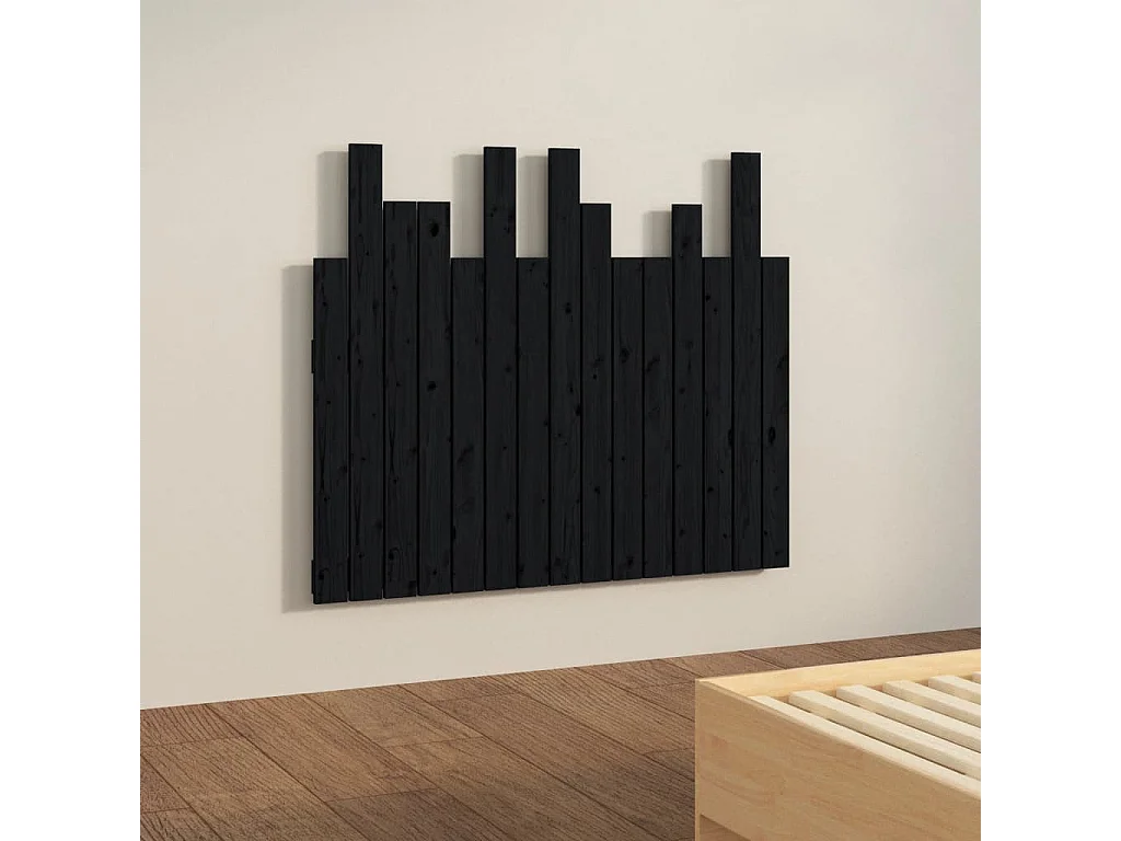 Wand-Kopfteil für Bett | Bett-Kopfteil Schwarz 95,5x3x80 cm Massivholz Kiefer -MN943782