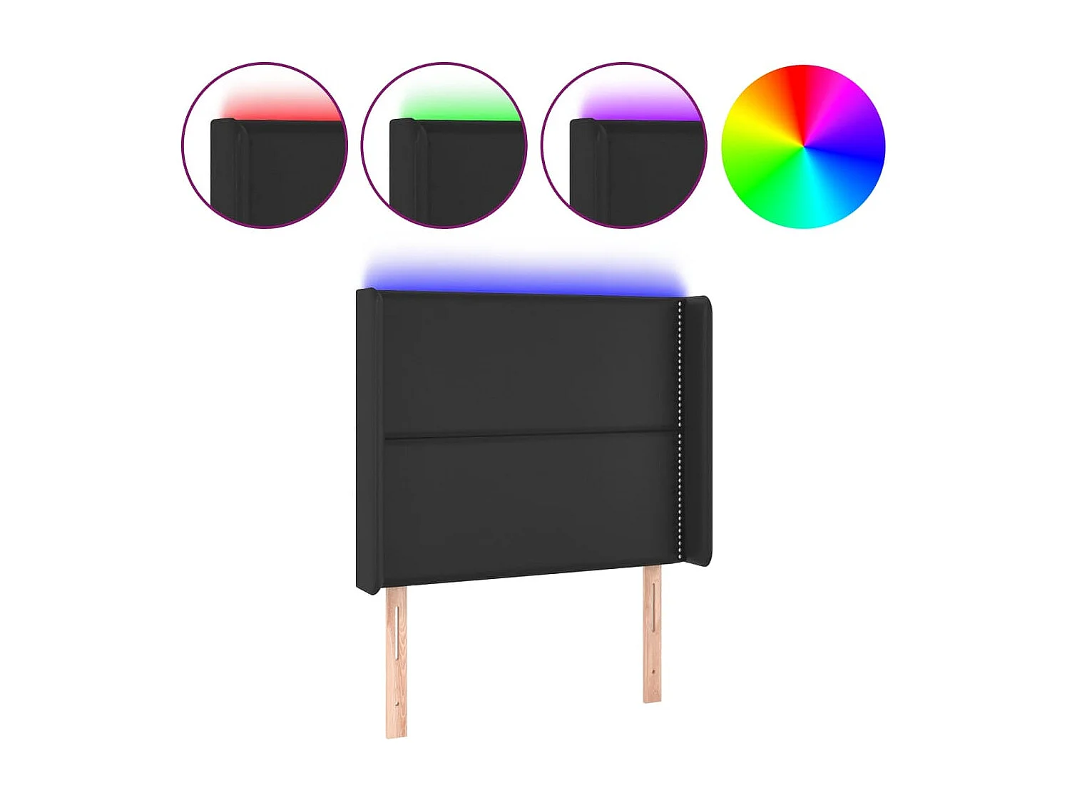 LED - Kopfteil für Bett | Bett-Kopfteil Schwarz 93x16x118/128 cm Kunstleder -MN433174