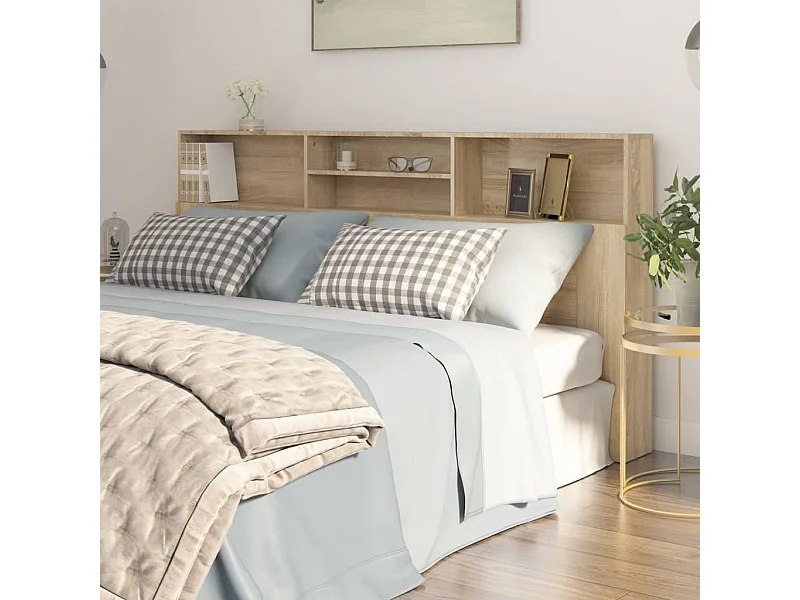 Kopfteil für Bett | Bett-Kopfteil mit Ablagen Sonoma-Eiche 200x19x103,5 cm -MN238046