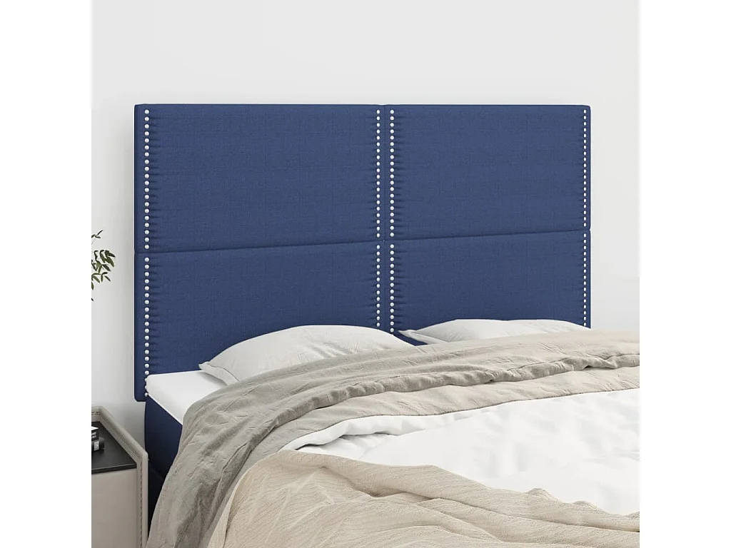 4er Kopfteil für Bett | Bett-Kopfteile Blau 72x5x78/88 cm Stoff -MN839848
