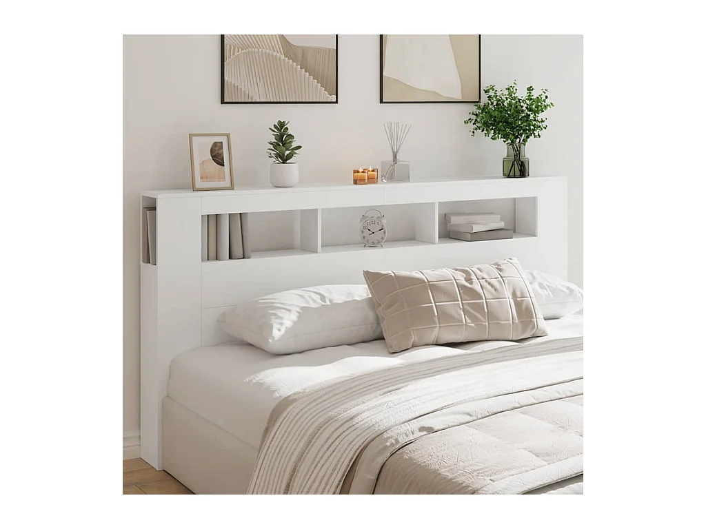LED-Kopfteil für Bett | Bett-Kopfteil Weiß 200x18,5x103,5 cm Holzwerkstoff -MN230614