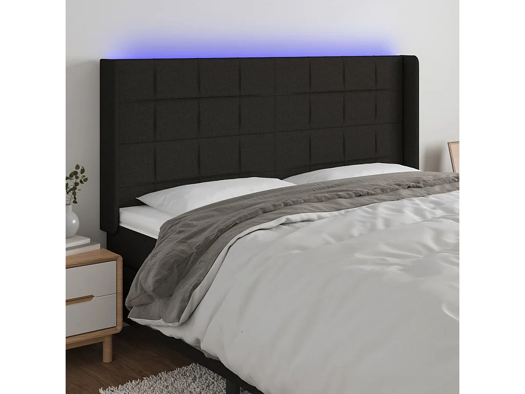 LED - Kopfteil für Bett | Bett-Kopfteil Schwarz 183x16x118/128 cm Stoff -MN485539