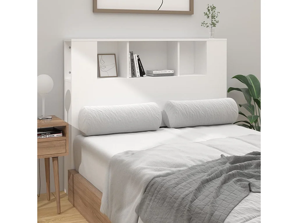 Kopfteil für Bett | Bett-Kopfteil mit Ablagen Weiß 120x18,5x102,5 cm -MN637925