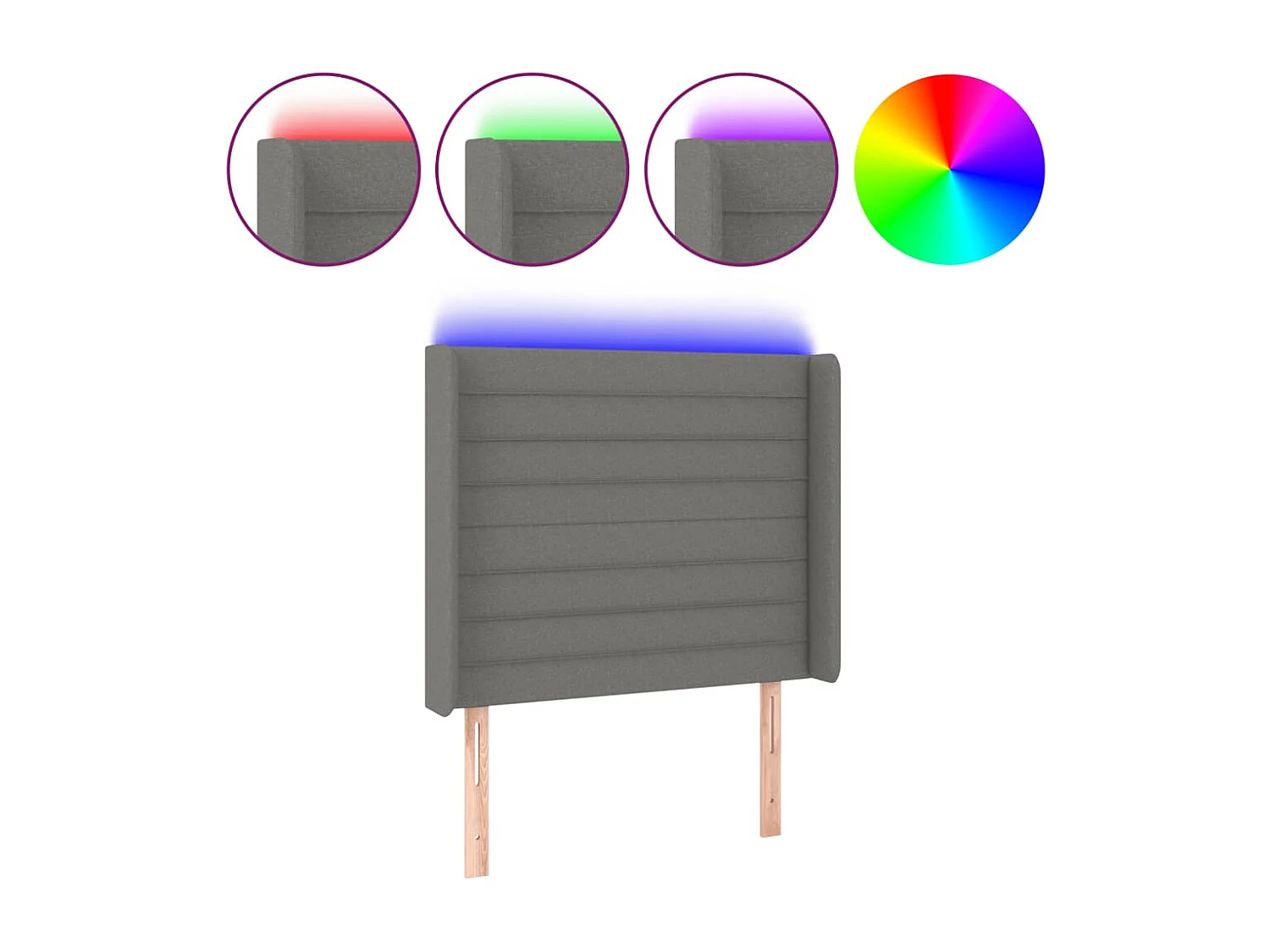 LED - Kopfteil für Bett | Bett-Kopfteil Dunkelgrau 103x16x118/128 cm Stoff -MN787779