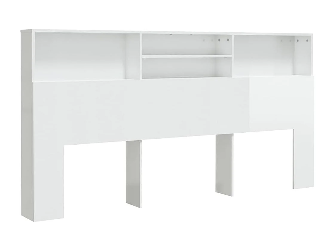 Kopfteil für Bett | Bett-Kopfteil mit Ablagen Hochglanz-Weiß 200x19x103,5 cm -MN196741