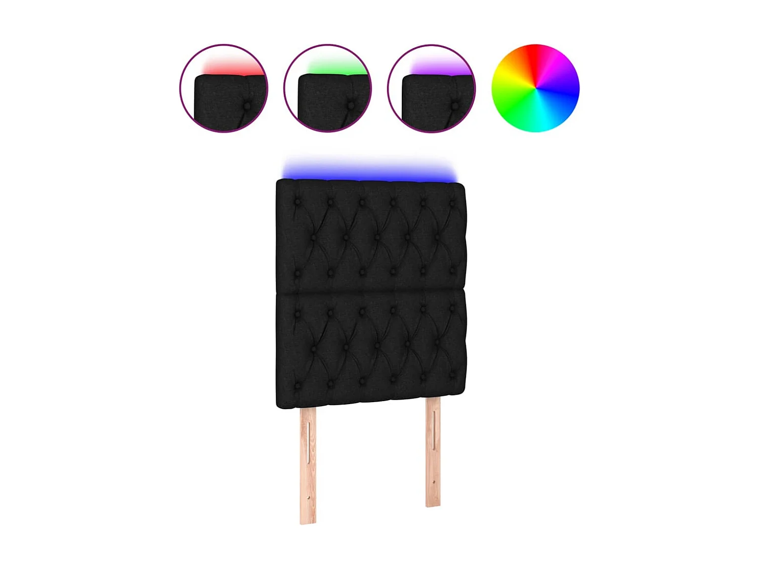 LED - Kopfteil für Bett | Bett-Kopfteil Schwarz 80x7x118/128 cm Stoff -MN263019