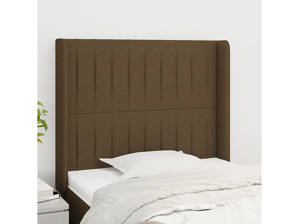 Kopfteil für Bett | Bett-Kopfteil mit Ohren Dunkelbraun 93x16x118/128 cm Stoff -MN500018