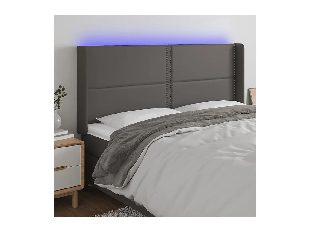 LED - Kopfteil für Bett | Bett-Kopfteil Grau 183x16x118/128 cm Kunstleder  -MN997345