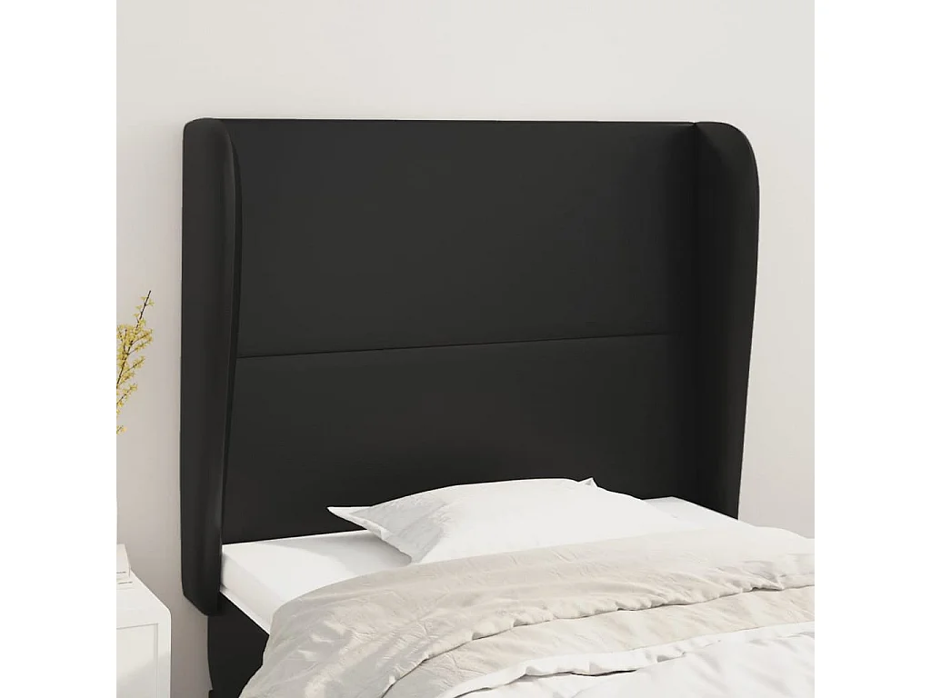 Kopfteil für Bett | Bett-Kopfteil mit Ohren Schwarz 93x23x118/128 cm Kunstleder -MN602791