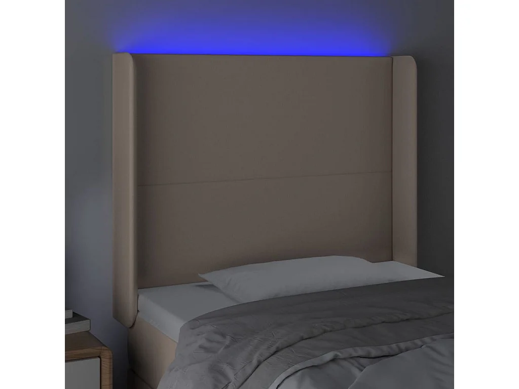 LED - Kopfteil für Bett | Bett-Kopfteil Cappuccino-Braun 103x16x118/128cm Kunstleder -MN686331