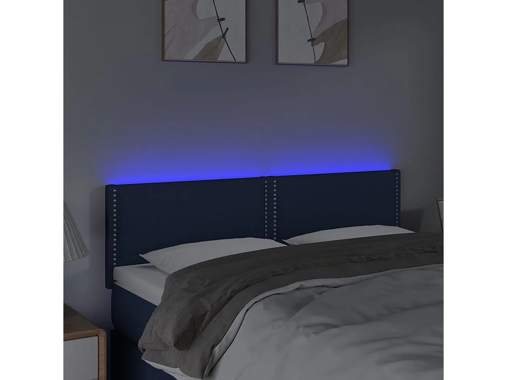 LED - Kopfteil für Bett | Bett-Kopfteil Blau 144x5x78/88 cm Stoff -MN922751