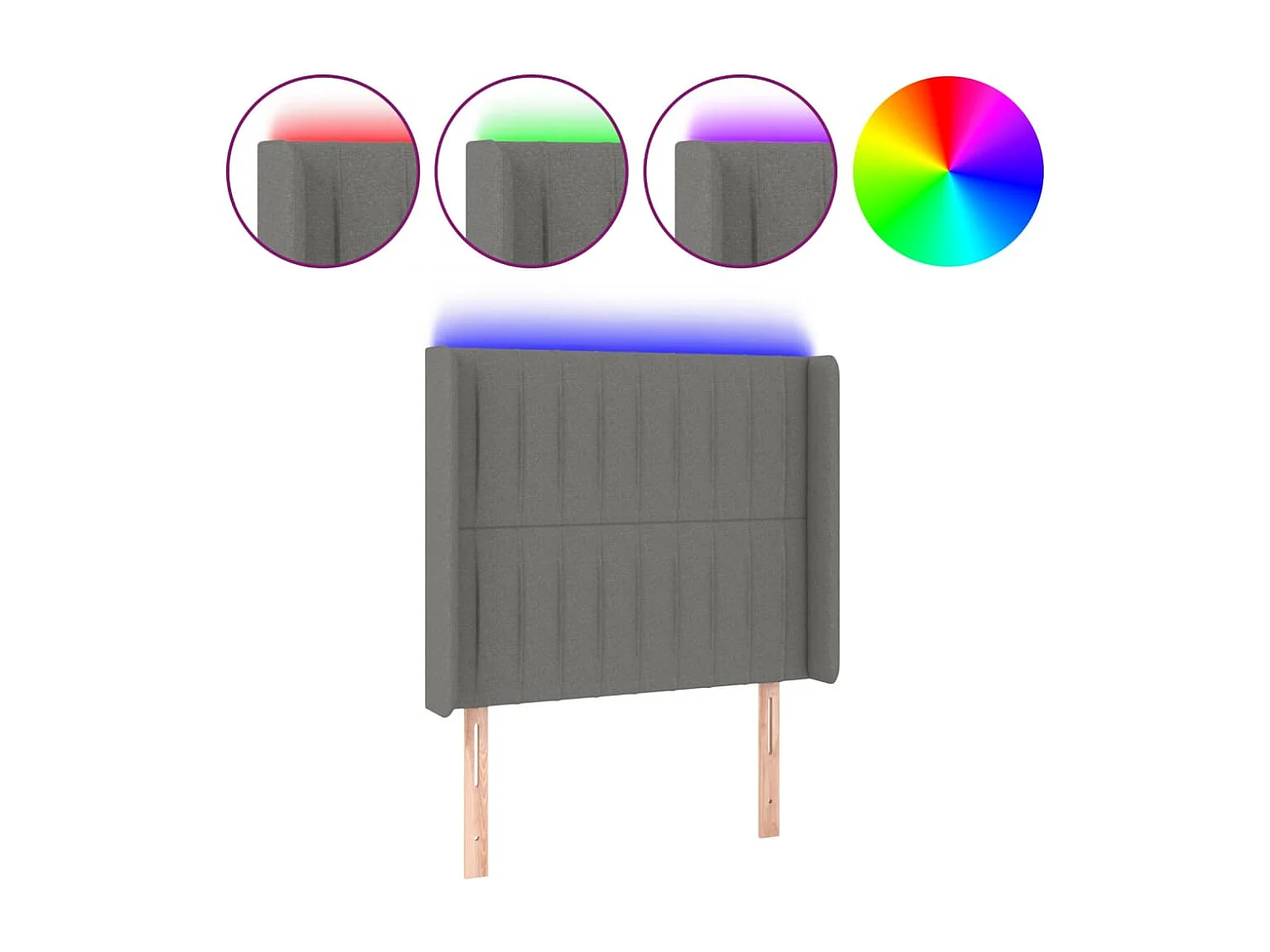 LED - Kopfteil für Bett | Bett-Kopfteil Dunkelgrau 83x16x118/128 cm Stoff -MN851146