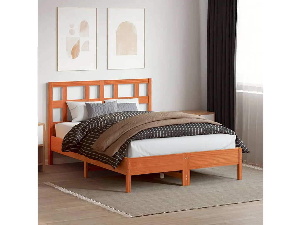 Kopfteil für Bett | Bett-Kopfteil Wachsbraun 135 cm Massivholz Kiefer -MN906293