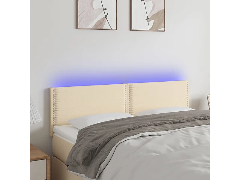 LED - Kopfteil für Bett | Bett-Kopfteil Creme 144x5x78/88 cm Stoff -MN801372