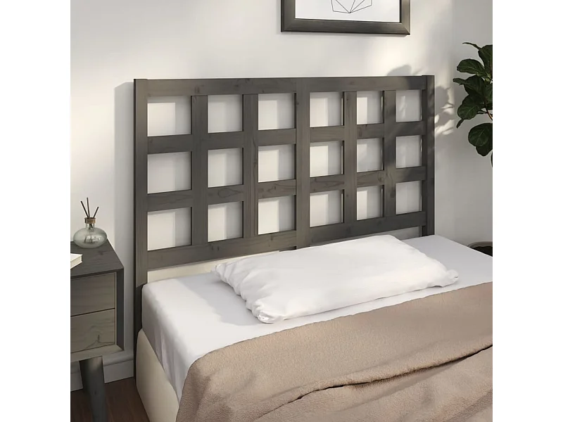 Kopfteil für Bett | Bett-Kopfteil Grau 125,5x4x100 cm Massivholz Kiefer -MN893499