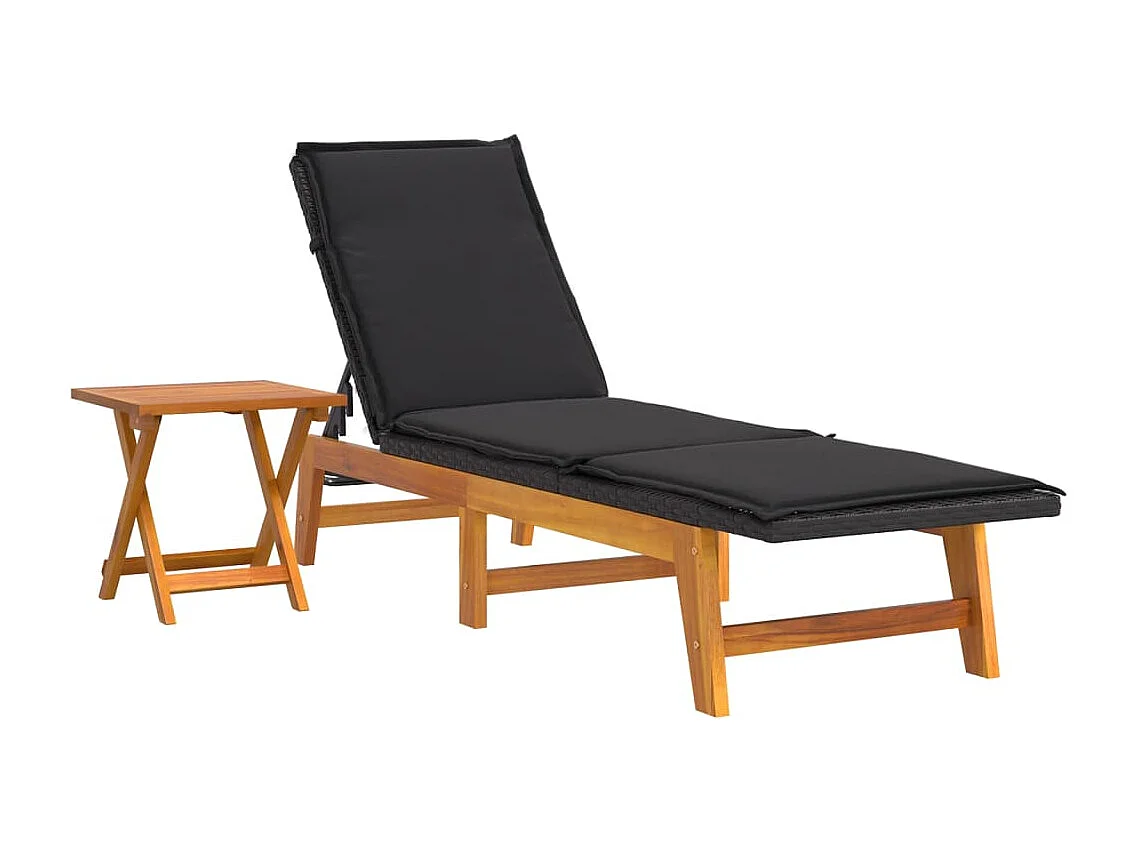 3-tlg. Garten-Sitzgruppe: Sofa + Tisch | Garten-Lounge-Set Poly Rattan & Massivholz Akazie -GKD940256