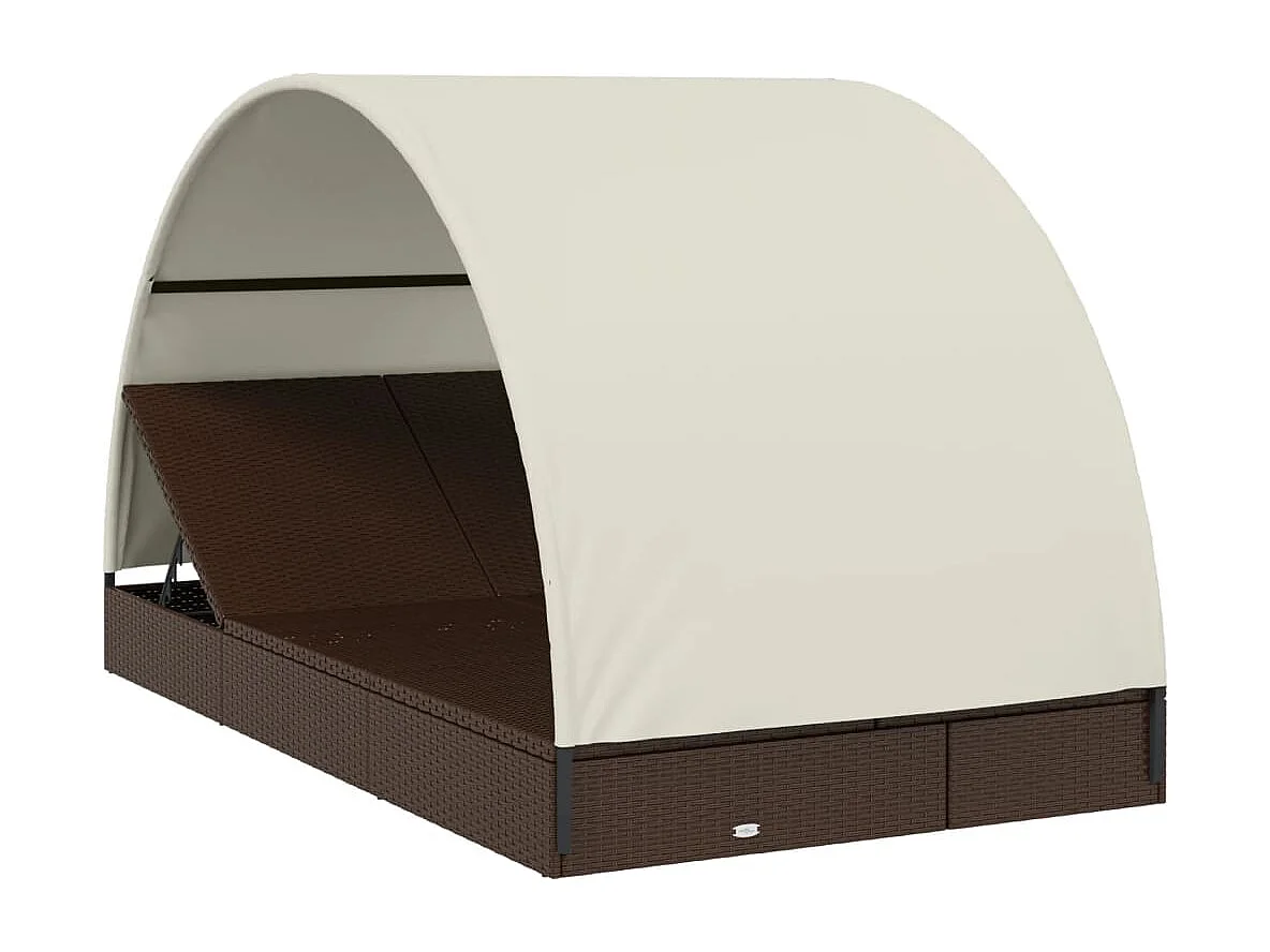 Bain de soleil 2 places avec toit rond marron 211x112x140 cm REO92446