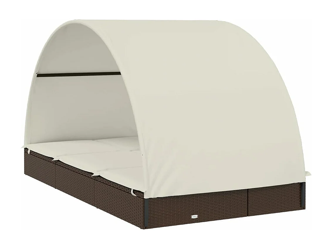 Bain de soleil 2 places avec toit rond marron 211x112x140 cm REO92446