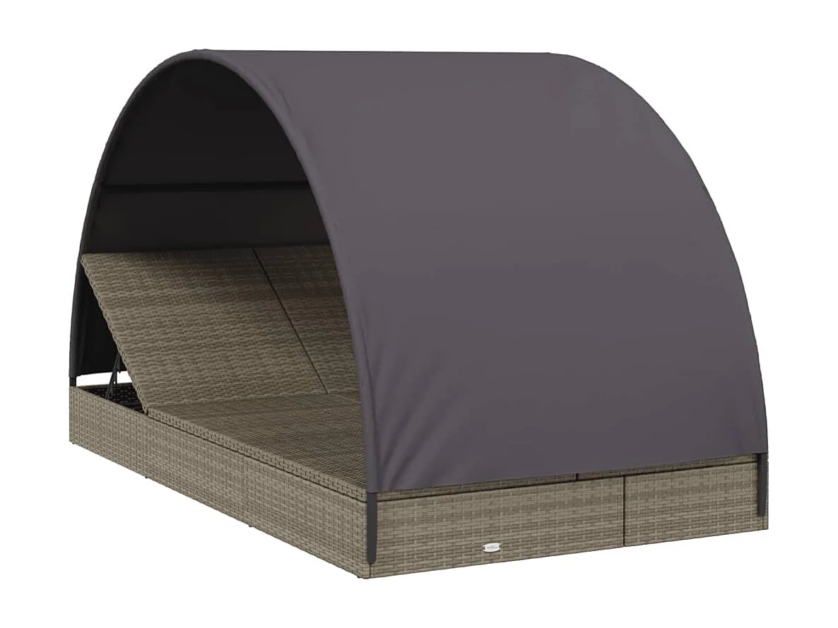 Bain de soleil 2 places avec toit rond gris 211x112x140 cm REO46708