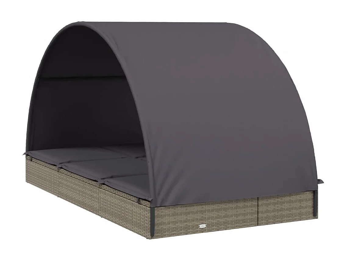 Bain de soleil 2 places avec toit rond gris 211x112x140 cm REO46708