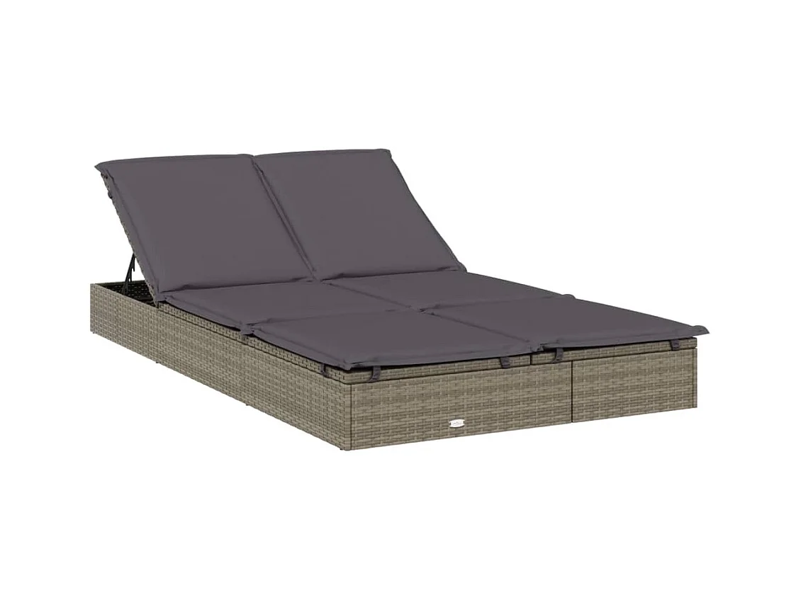 Bain de soleil 2 places avec toit rond gris 211x112x140 cm REO46708