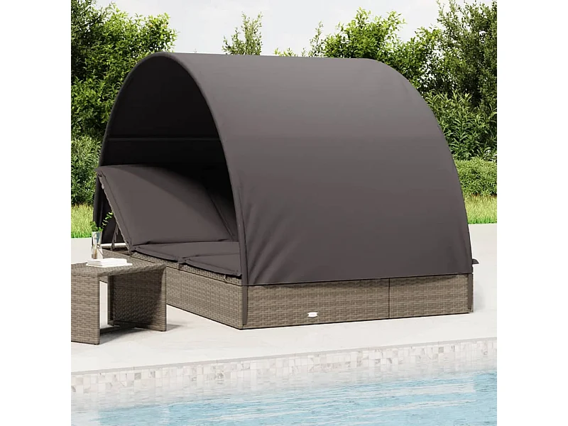 Bain de soleil 2 places avec toit rond gris 211x112x140 cm REO46708