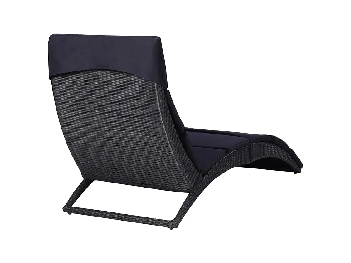 Bain de soleil avec coussin Résine tressée Noir REO36696
