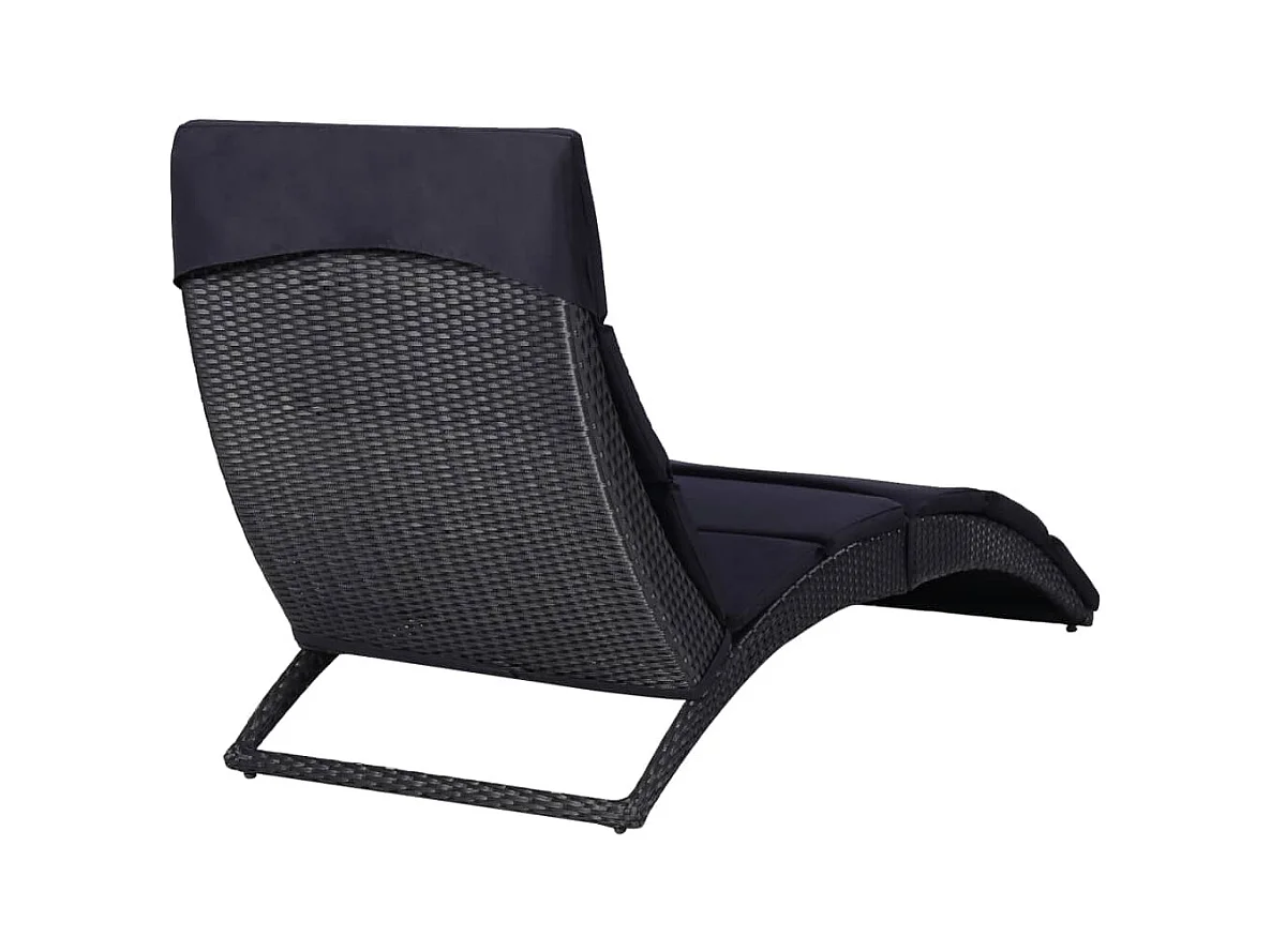 Bain de soleil avec coussin Résine tressée Noir REO36696