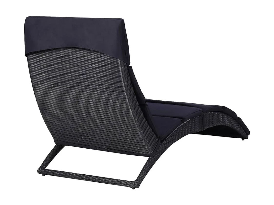 Bain de soleil avec coussin Résine tressée Noir REO36696