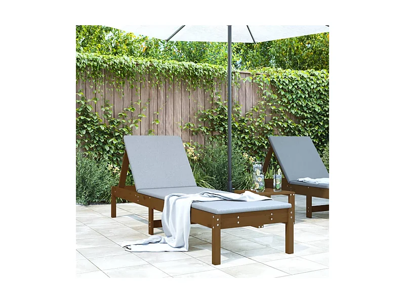 Tumbona de madera maciza de pino marrón miel 199,5x60x74 cm ES122748