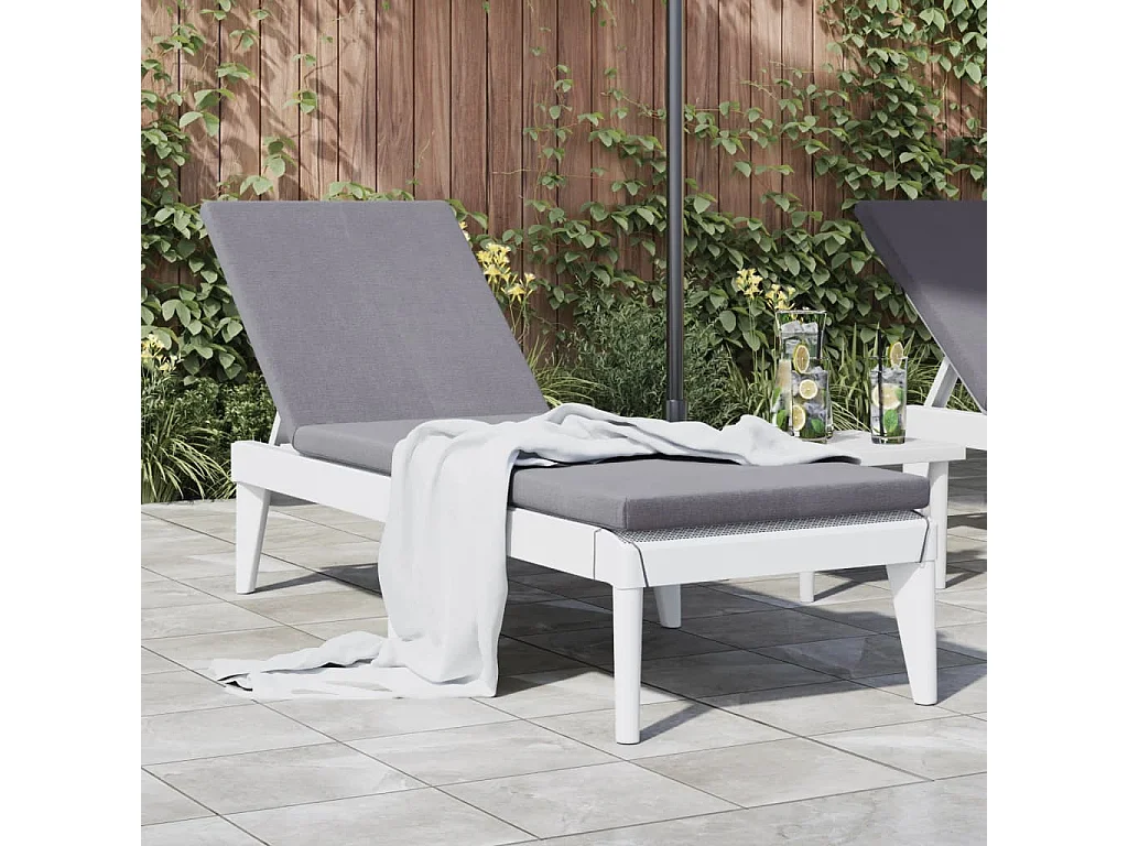 Ligbed met kussen 186x60x29 cm polypropeen wit BE308739