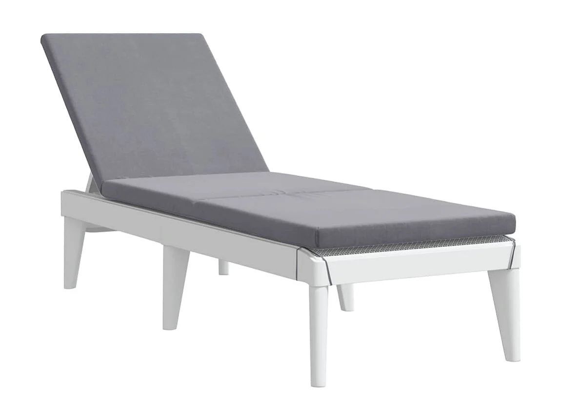 Ligbed met kussen 186x60x29 cm polypropeen wit BE308739